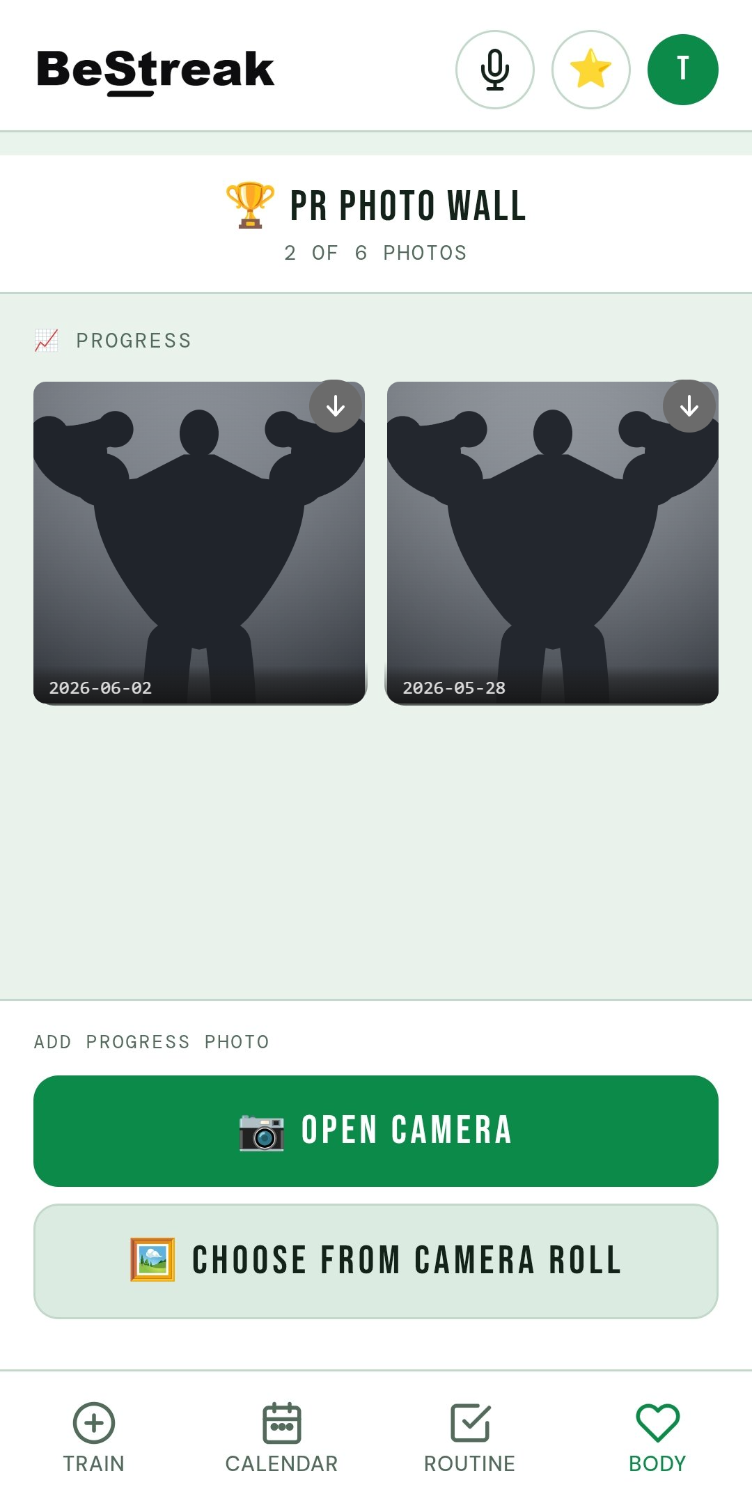 PR Photo Wall — progress photos pinned to your milestones